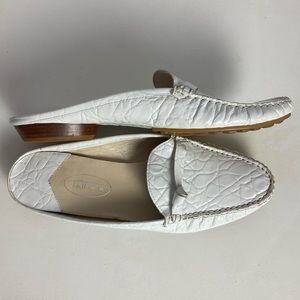 Talbots Loafer Slip On White Mules Shoes Size 6 1/2